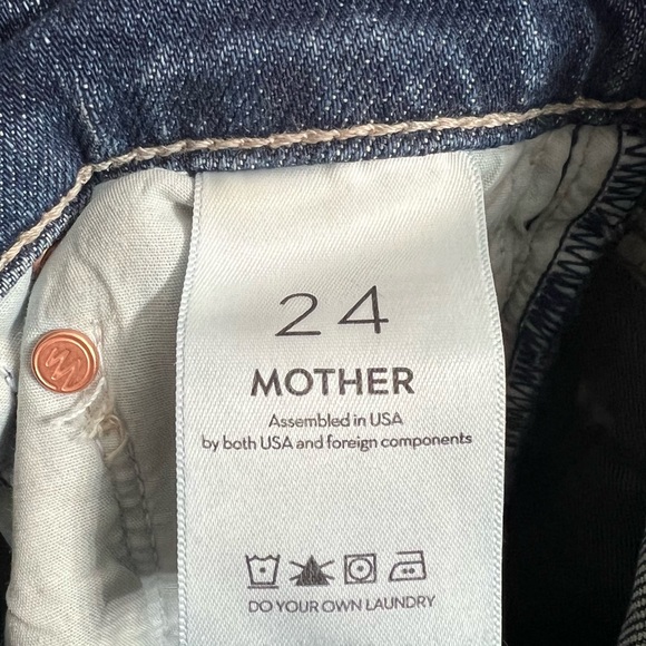 MOTHER Wide Leg Flare Jeans in Dark Blue Wash - Picture 5 of 8